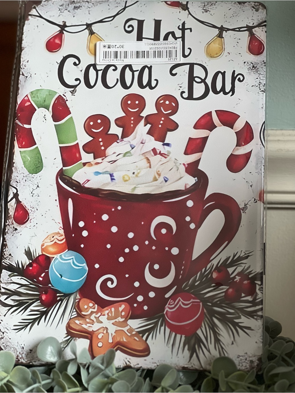 Hot Cocoa Bar Holiday Metal Sign